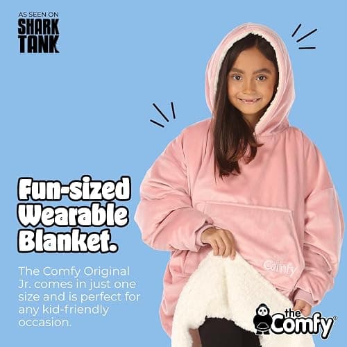 THE COMFY Original Jr | Shark Tank | Patented | Kids Oversized Sherpa Wearable Blanket Hoodie | Gift for Boys & Girls thumbnail 3