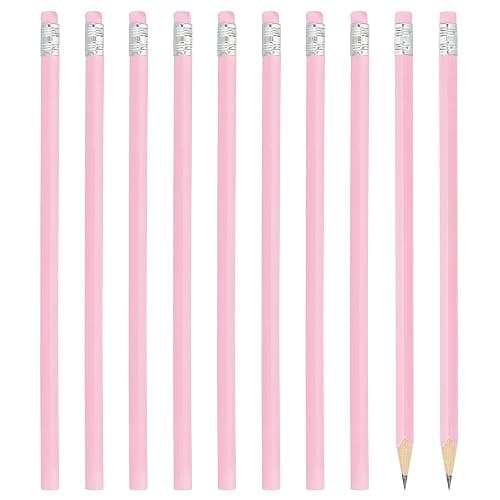 PATIKIL Round Pencils, 24 Pack HB Graphite Pencils with Eraser Wood Pencils Cute Pencil for Classroom Teacher Office Supplies, Light Pink - Light Pink - Image 1