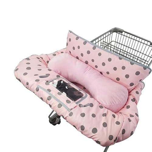 Shopping Cart Cover for Baby/Toddler with Supportive seat positioner, Cozy High Chair Cover, Pink - Image 1