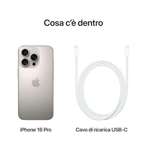 Apple iPhone 16 Pro 128 GB: Telefono 5G con Controllo fotocamera, Dolby Vision 4K a 120 fps e un’autonomia senza precedenti. Compatibile con AirPods; Titanio naturale thumbnail 6