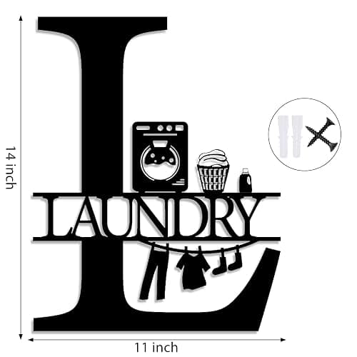 Metal Laundry Room Decor, Black Laundry Signs Wall Decor, Farmhouse Funny Laundry Room Sign, Rustic Wall Hanging Modern Laundry Wall Decor Wall Art, Black, 11x14 Inch thumbnail 3