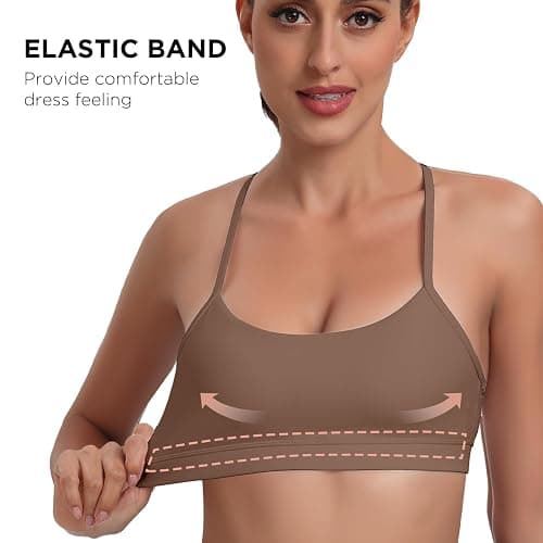 Spaghetti Strap Padded Sports Bras for Women - Y Back Yoga Workout Tops (3 Pack) thumbnail 4