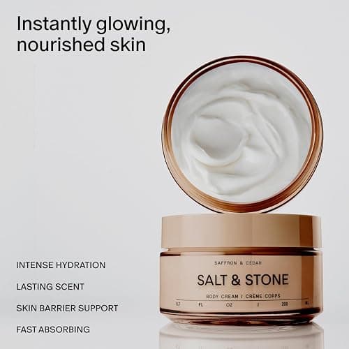 Salt & Stone Body Cream – Saffron & Cedar | Hydrating Formula with Seaweed Extracts, Spirulina & Squalane | Deep Hydration, Skin Barrier Support & Healthy Glow | for all Skin Types (6.7 fl oz) thumbnail 2