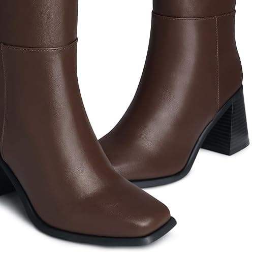 CELLENZ Women's Knee High Boots: 3 Inch Chunky Heel, Square Toe Tall Boot, Winter Fall Fashion Gogo Side Zipper Long Boots for Work,Night Out,Party,Dancing thumbnail 4