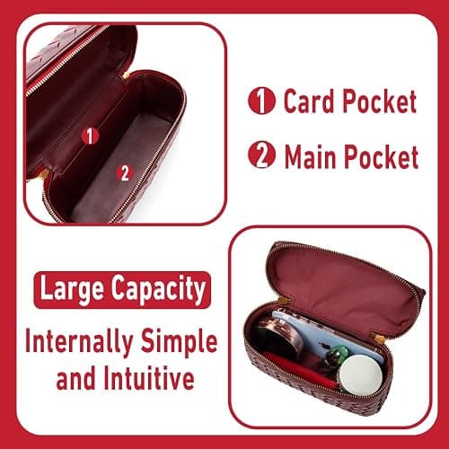 Lieits Top-Handle Pouch Handbag for Women Woven Leather Vanity Case Designer Crossbody Bag Shoulder Bag Trendy Purse thumbnail 7