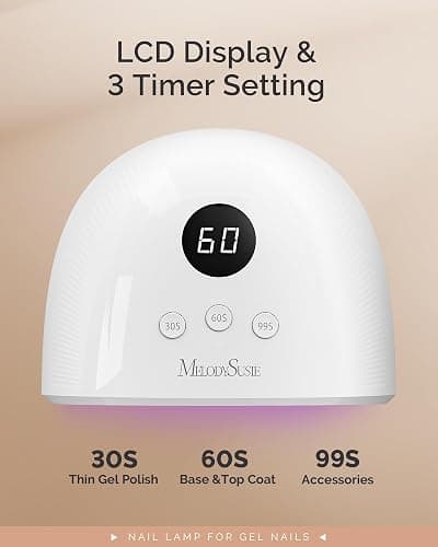 MelodySusie UV Nail Lamp, Plus30F UV Light for Gel Nails LED Nail Dryer with 3 Timer, Smart Sensor, LCD Display Fast Curing Gel Nail Polish Nail Art Tools Manicure Accessories-White - White thumbnail 5