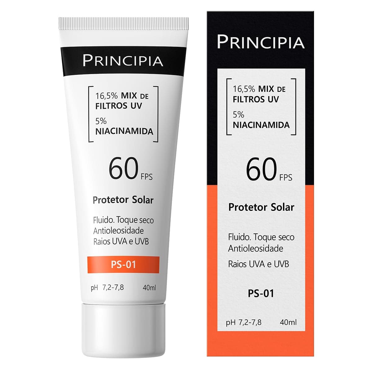 Protetor Solar Facial Principia FPS 60, 16,5% Mix de Filtros UV + 5% Niacinamida FPS 60 PS-01 com 40ml - Image 1