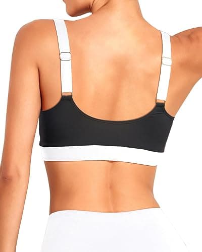 Tempt Me Women Sports Bra Swim Crop Tops Only | Scoop neck, Bathing suits top, Removable cups, Adjustable straps thumbnail 2