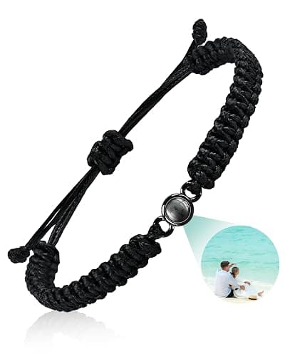 SUPHELPU Bracelet with Picture inside, Personalized Circle Photo Bracelet Projection, Italian Style Charm Bracelets, Personalized Gifts for Boyfriend Men Couples, Photo Gifts for Memorial Christmas - Image 1