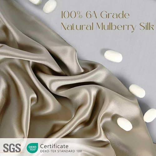 ZIMASILK 100% Pure Mulberry Silk Pillow Cases for Hair and Skin, Soft, Hypoallergenic & Smooth, Both Sides Grade 6A Silk, with Hidden Zipper, Gift for Women Men, 1pc (Queen 20''x30'', Taupe) thumbnail 2