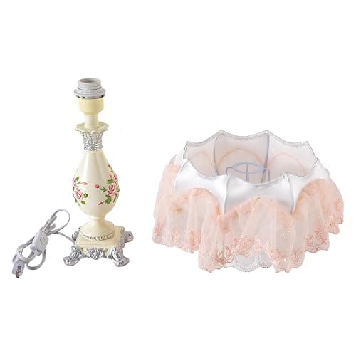 kangten Victorian Style Table Lamp Pink Princess lamp Handmade Gauze Fabric Lampshade Traditional Resin Flower Carved Base for Girl's Room Bedroom Office Living Room Reading, D12.2'' X H21.2'' thumbnail 8