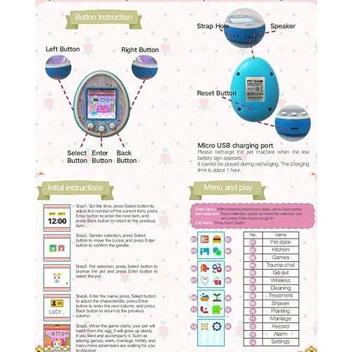 Alomejor Virtual Pet Toy for Children USB Charging Best Companion Pet Game Console Handheld for Kids () thumbnail 7