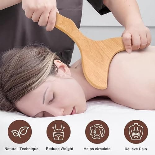 JUANWAN 10-in-1 Wood Therapy Massage Tools Gua Sha Wooden Massager for Body Shaping Massage Tool Set Wood Therapy Tools for Relieving Muscle Pain Body Lymphatic Drainage Massager Anti-Cellulite thumbnail 4