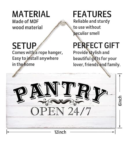 Farmhouse Themed Wood Sign - Pantry Room Decor, Vintage Wall Art with Quotes, Size 12" x 6" thumbnail 3