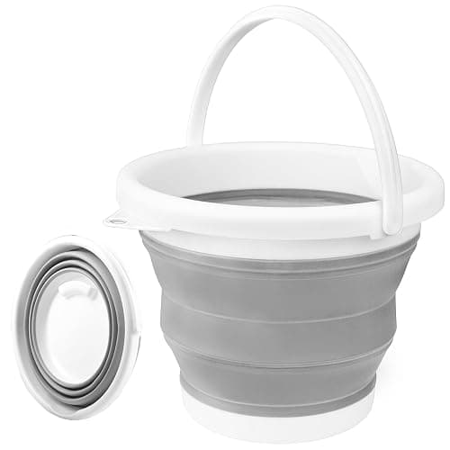 10L Collapsible Bucket and Mop Bucket, Folding Ice Buckets for Outdoor Camping Car Washing Beach Party Fishing, Silicone-Plastic Wash Basin Tub House Cleaning Supplies Portable Sink RV Kitchen Gadgets - Image 1
