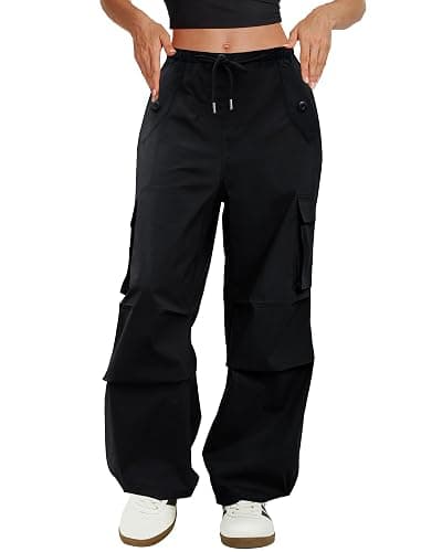COPYLEAF Cargo Pants Women Low Waisted Parachute Pants with Pockets Loose Baggy Hiking Pants Y2K Clothes - Image 1
