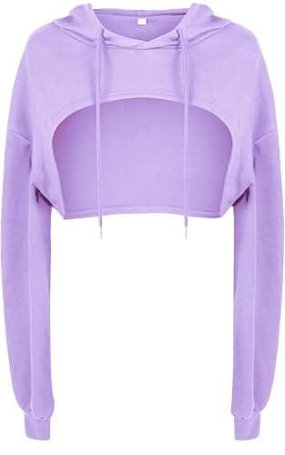 BEJONS Women Long Sleeve Cropped Super Crop Top Hoodies Sweatshirt Aesthetic Punk Hip Hop Dance Sexy Rave Cloth thumbnail 3