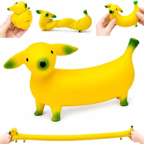 Banana Dog Squishy Toy,Crunchy Squishy Moldable Sand Filled Sensory Fidget,6X Stretchable Squeeze Stress Relief Toy,Slow Rising Banana Squishy Fun Christmas Stocking Stuffers & White Elephant Gifts - Image 1