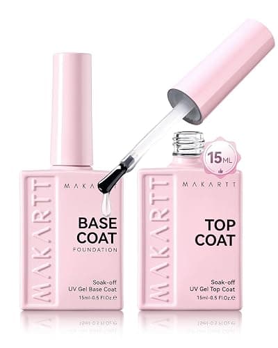 Makartt Gel Top and Base Coat Set 2 PCS 15ml No Wipe Long Lasting | Upgrade Diamond-Shine Base and Top Coat Gel Nail Polish Soak Off UV LED Lamp Needed Home DIY Salon Gift Women - Image 1