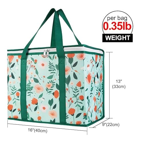 Bodaon 4-Pack Cooler Insulated Food Delivery Bag, X-Large Bags for Grocery/Catering/Shopping, Rideshare Delivery Bag, Thermal Hot Pizza, Large Cold and Frozen, XL Tote, Flower thumbnail 2