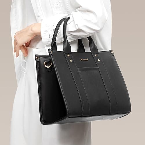 LOVEVOOK Purse for Women Leather Tote Bag Purse and Handbags, Satchel Shoulder Crossbody Top Handle Bags with Zipper - Vegan Leather-black thumbnail 7