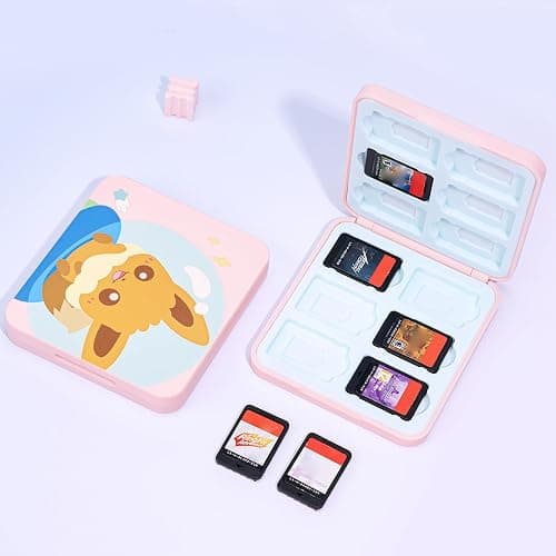 DLseego Cute Fox Game Case For Switch Lite / Switch / Switch OLED, 12 Slots Game Cards Holder and 12 Micro SD Card Slots, Portable Game Card Storage Cartridge Box thumbnail 2