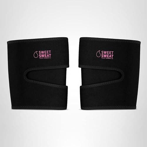 Sports Research Sweet Sweat® Thigh Trimmers Medium (Pink Logo) 2 Pair | Premium Thigh Bands, Sauna Effect Slimming Wraps, Increases Sweat During Exercise - Adjustable Pair · Latex-Free Neoprene thumbnail 2