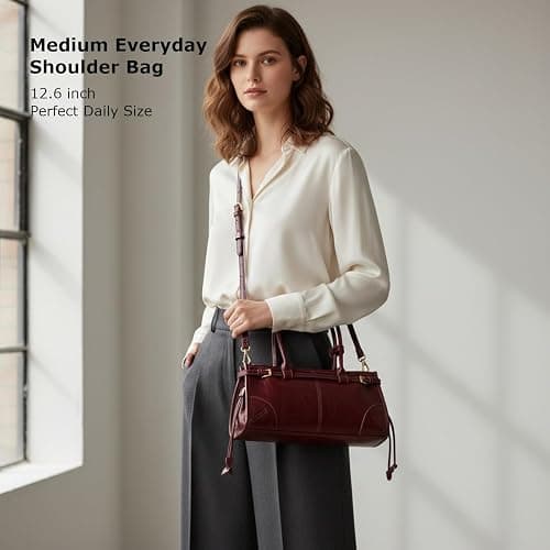 P. Atelier Women’s Shoulder Bag, Faux Leather Crossbody Handbag | Structured Design Detachable Strap Medium Size Lightweight Work & Everyday Use thumbnail 3