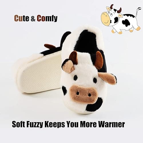 Jerzmy Cute Animal Cow Pig Men Women House Slippers, Comfy Memory Foam Cloudy Soft Slippers Plush Home Shoes for Bedroom Living Room Indoor thumbnail 4