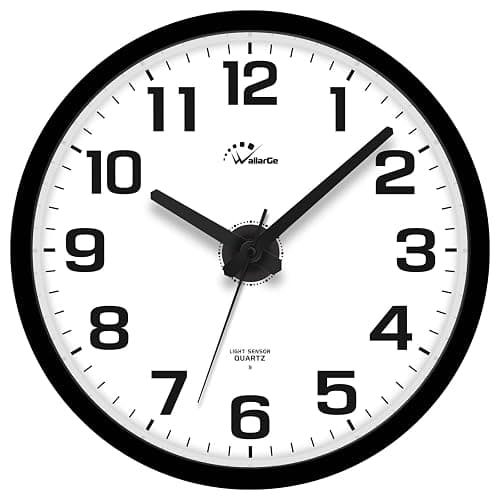 WallarGe Night Light Wall Clock for Bedroom - Silent Lighted up Wall Clock Glow in The Dark, Battery Operated for Living Room/Kitchen, Easy to Read Large Digital Display, 12 Inch - Black - 12inch thumbnail 2