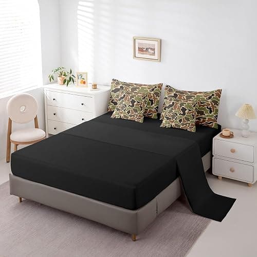 Feelyou Duck Hunter Green Camouflage Hunting 7 Pieces Bedding Set, Queen Size Black Brown All Season,Bed in a Bag with Comforter, Sheets, Pillowcases Camo Army Bed Set Breathable Wild Room Decor thumbnail 4