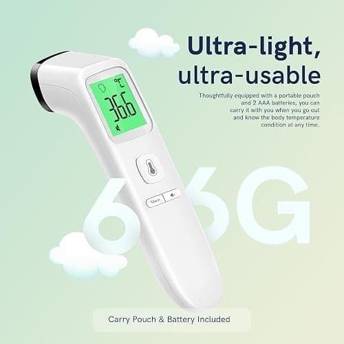 Thermometer for Adults, Accurate Baby Thermometer, Forehead & Object Mode | 1s Results, Mute Mode, 3-color Fever Alarm, 35 Memory Sets, ℃/℉ Switchable, Baby Essentials, Non-Contact, Lifetime Support thumbnail 7