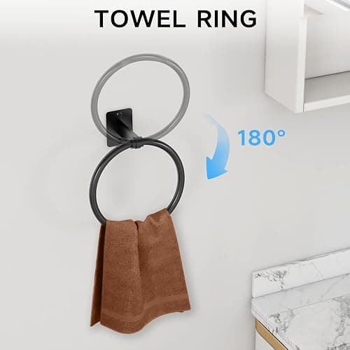 KLJKPA Black Bathroom Accessories Set, 4-Piece Bathroom Hardware Set | 16 inch Towel Bar, Towel Racks for Bathroom, Robe Towel Hooks, Toilet Paper Holder Wall Mounted thumbnail 4