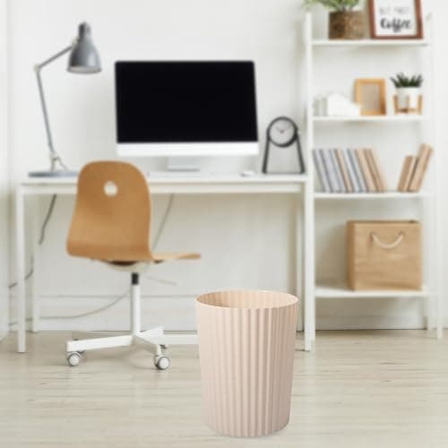 JiatuA Small Trash Can Plastic Wastebasket Round Garbage Container Bin for Bathroom, Kitchen, Bedroom, Home Office, College Dorm, Beige thumbnail 5