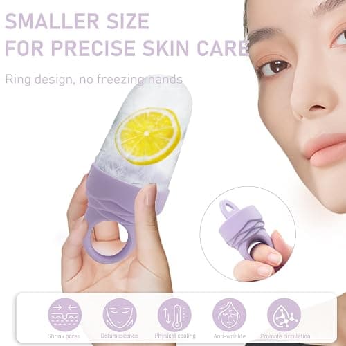 3 Pcs Facial Ice Roller Silicone Mold Reusable for Face Women and Eye Neck Cold Skin Care Tools Freezer De Puff Eye Bags Reduce Migraine Pain Pink 1 + Purple 2 thumbnail 3