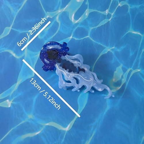 Novelty Ocean Jellyfish Hair Clips,Cellulose Acetate Hair Clips,Big Claw Clips for Girl,Hair Accessories,Blue thumbnail 2