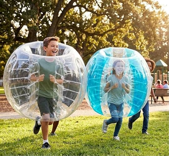 HearthSong Inflatable Bumper Balls for Kids, 2-Pack Wearable Bubble Bumpers, 47.5-Inch Outdoor Body Bouncers for Backyard Play, Parties, Tumbling and Active Family Fun thumbnail 5