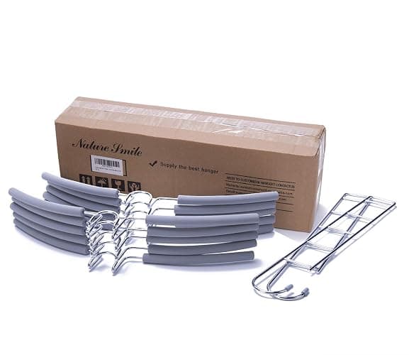 Nature Smile No Shoulder Bump Multiple Sweater Coat Clothes Hangers,Multi Layers Space Saving T Shirt Blouse Rack,(2 Pack Light Grey Color) thumbnail 3