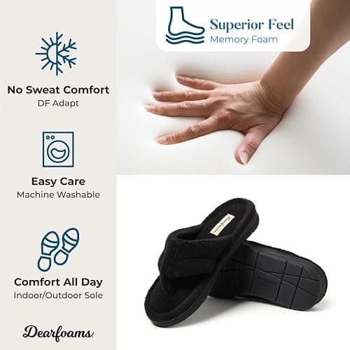 Dearfoams Women's Melanie Colorblocked Microfiber Terry Thong Slipper thumbnail 3