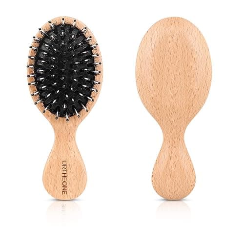 Hair Brush Mini Boar Bristle Hairbrush for Thick Curly Thin Long Short Wet or Dry Hair Detangle Massage Add Shine, Pocket Travel Small Paddle Hair Brush for Men Women Kids - Image 1