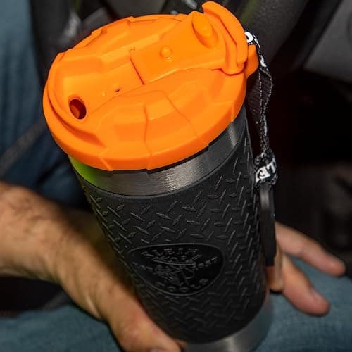 Klein Tools 55580 Stainless Steel Tumbler with Flip-Top Lid, Insulated 20 Oz. Tradesman's Double Wall Vacuum Mug, Slip-resistant Sleeve thumbnail 9
