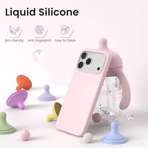 ORNARTO for iPhone 17 Pro Max Case, Liquid Silicone, Chalk Pink | 4-Layer Liquid Silicone Rubber, Soft Touch Feel, Slim Shockproof Case, Raised Edges, Anti-Scratch, Microfiber Lining thumbnail 3