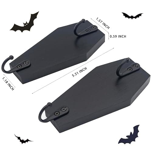 4 Pieces Coffin Wall Hook for Keys - Spooky Gothic Home Decor for Wall - Rustic Black Wooden Hanger for Keys, Mugs, Purse, Towel, Clothes - Wall Mounted Mini Coffins Hanger for Halloween Decoration thumbnail 3