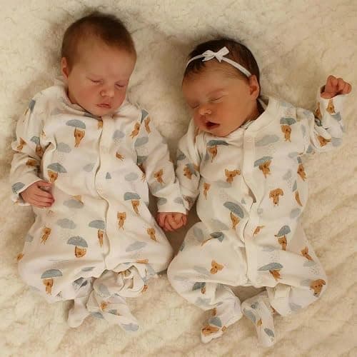 RXDOLL Reborn Baby Dolls Twins Silicone Full Body Girls, 18 Inch Realistic Baby Dolls Twins Girl, Lifelike Sleeping Newborn Real Life Babies Doll, Soft Vinyl Washable Reborn Doll thumbnail 5