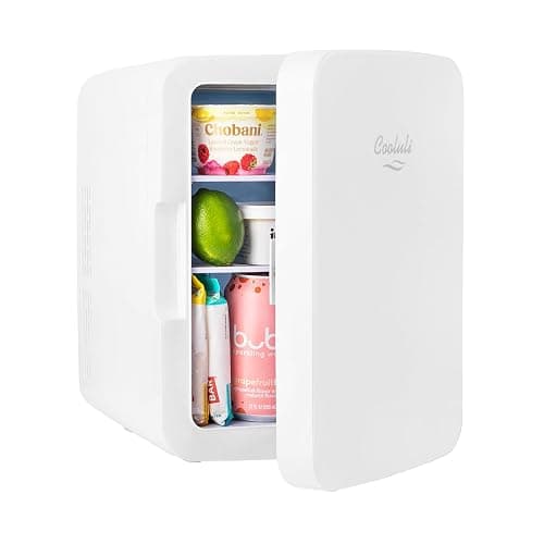 Cooluli 10L Mini Fridge for Bedroom - Car, Office Desk & College Dorm Room 12v Portable Cooler Warmer Food, Drinks, Skincare, Beauty Makeup AC/DC Small Refrigerator with Glass Front, 110 Volts, White thumbnail 4