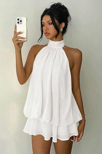 ELLEVEN Women's Backless Halter Mini Dress Summer Party Dress Sexy Outfits thumbnail 6