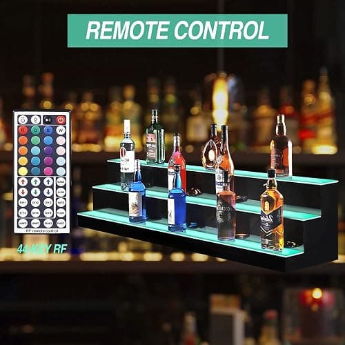 MESAlLUP Acrylic 60 Inch 3 Tier Detachable LED Lighted Liquor Bottle Display Shelf with Remote Control, Mulit Colorl Lighting Shelves for Home Mini Bar Restaurants & Party Use(Without Power Bank) - 20 Colors - 3 Step 60 Inches thumbnail 4
