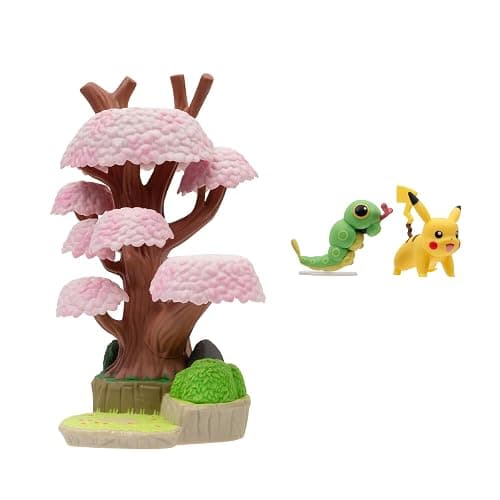 Pokémon PKW3207-15cm Select Set - Blütenbaum mit Pikachu und Raupi, offizielles Figurenset thumbnail 2