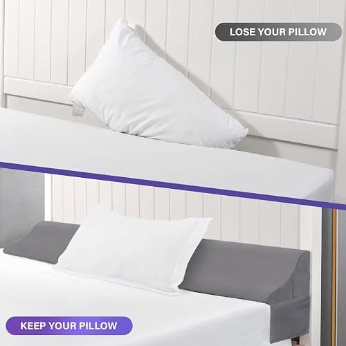 Vekkia Bed Wedge Pillow for Headboard (Grey, Twin(39"x10"x7"-Gap Under 6")) thumbnail 3