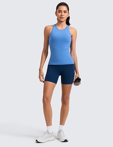 CRZ YOGA Seamless Workout Tank Tops for Women - Athletic Running Gym Sleeveless Shirts Crewneck Racerback Breathable thumbnail 3